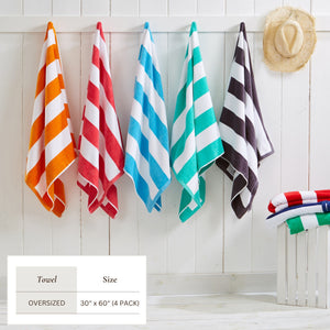 Great Bay Home Cotton Velour Cabana Stripe Beach Towel - view 19
