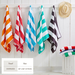 Great Bay Home Cotton Velour Cabana Stripe Beach Towel - view 34
