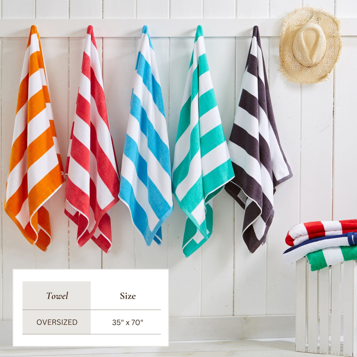 Great Bay Home Cotton Velour Cabana Stripe Beach Towel - view 44