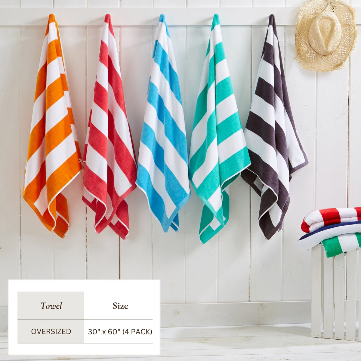 Great Bay Home Cotton Velour Cabana Stripe Beach Towel - view 79