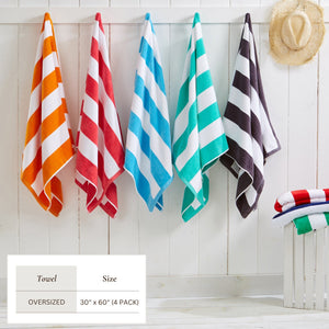 Great Bay Home Cotton Velour Cabana Stripe Beach Towel - view 79