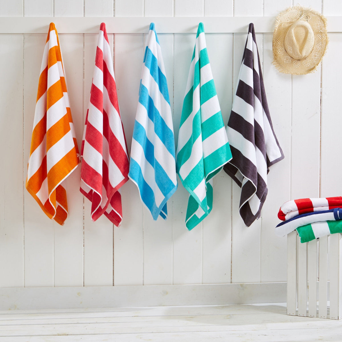Great Bay Home Cotton Velour Cabana Stripe Beach Towel - view 81