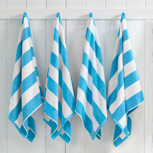 Great Bay Home Cotton Velour Cabana Stripe Beach Towel in Air Blue - view 2
