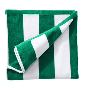 Great Bay Home Cotton Velour Cabana Stripe Beach Towel in Green - view 3
