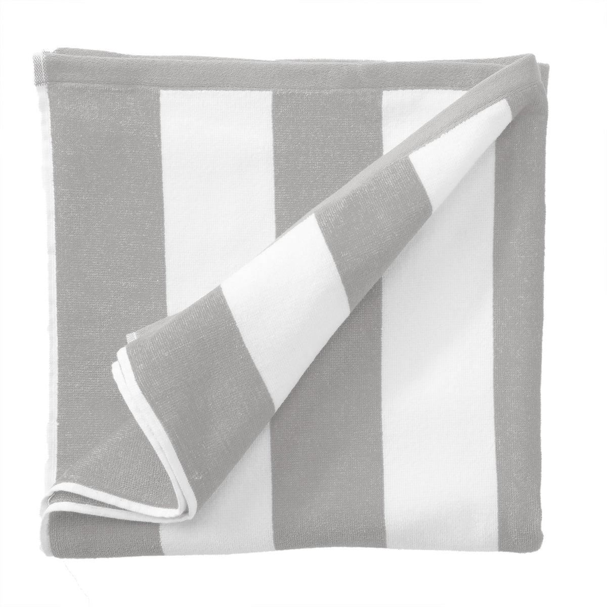 Great Bay Home Cotton Velour Cabana Stripe Beach Towel in Light Grey - view 3