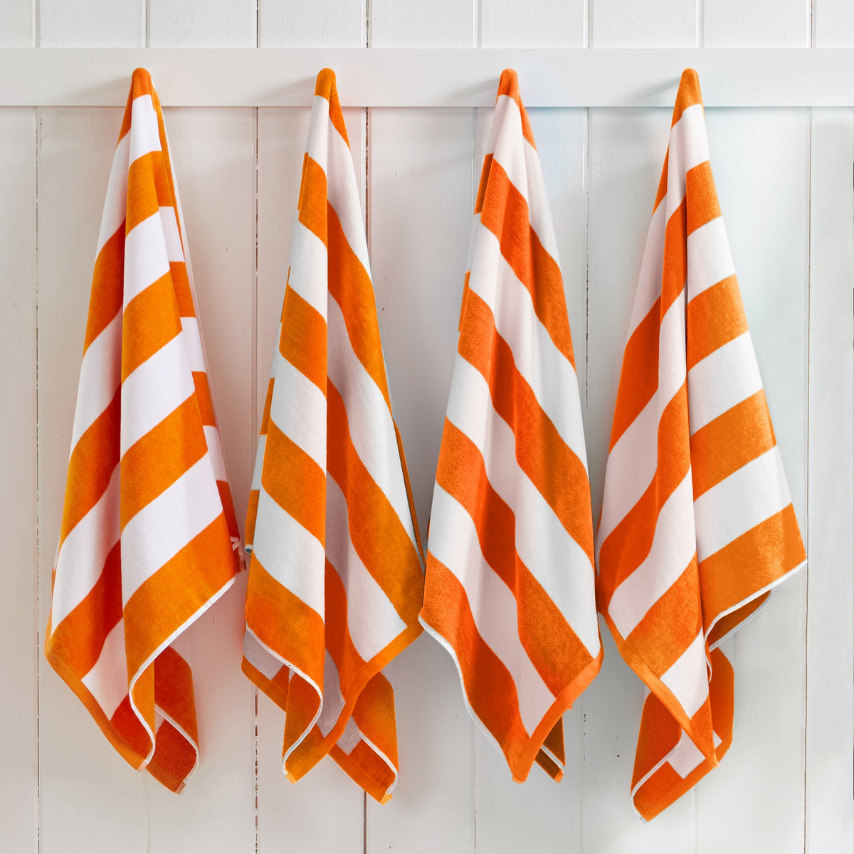 Great Bay Home Cotton Velour Cabana Stripe Beach Towel in Orange - view 2