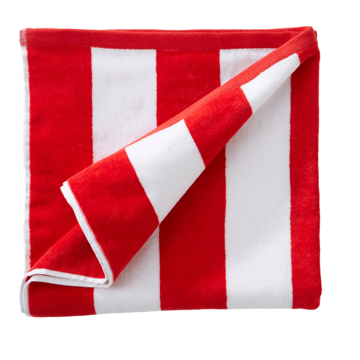 Great Bay Home Cotton Velour Cabana Stripe Beach Towel in Red - view 2