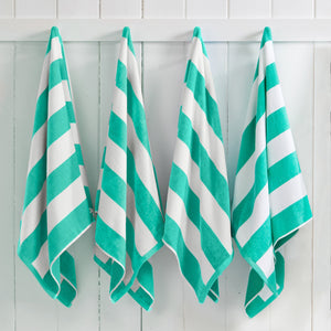 Great Bay Home Cotton Velour Cabana Stripe Beach Towel in Teal - view 2
