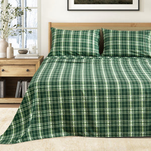 Great Bay Home Printed Sheet Set in Forest Green Plaid