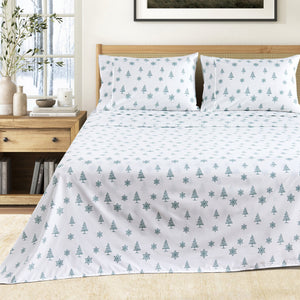 Great Bay Home Printed Sheet Set in Snow and Pines