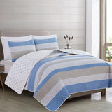 3 Piece Striped Quilt Set - Bryce Collection
