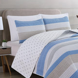 3 Piece Striped Quilt Set - Bryce Collection