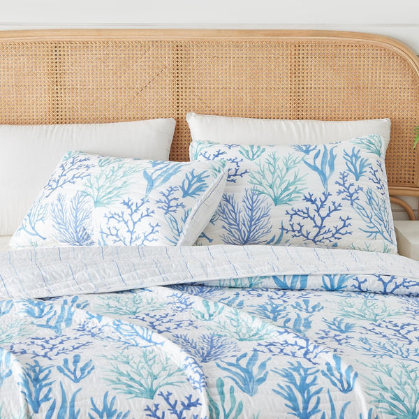 Blue Coral Quilt Set - Amelia Island by Great Bay Home