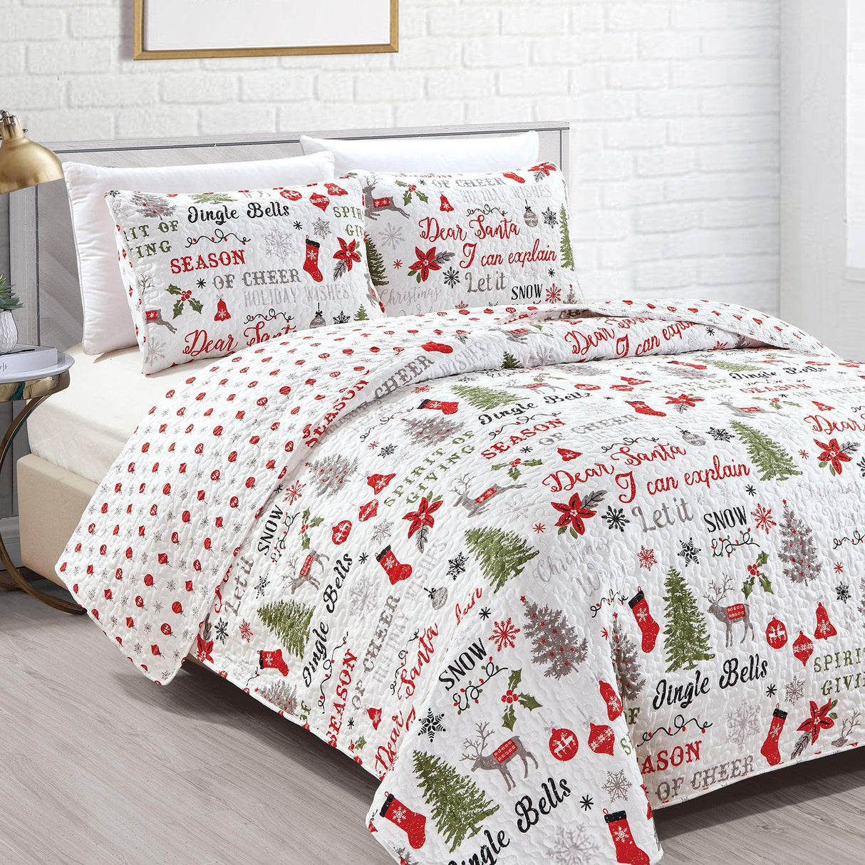 Holiday 3 Piece Quilt Set - Carol Collection