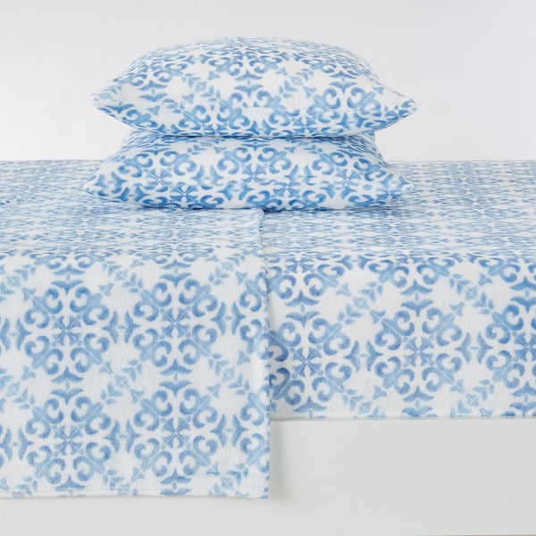 4-Piece Printed Plush Sheet Set - Velvet Luxe Lattice Collection
