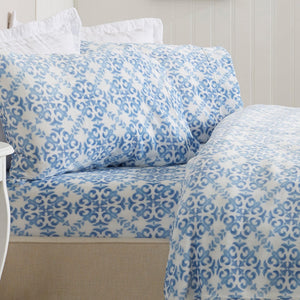 4-Piece Printed Plush Sheet Set - Velvet Luxe Lattice Collection