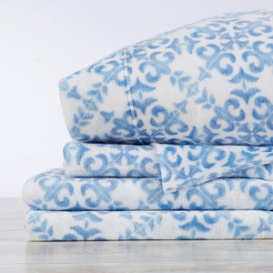 4-Piece Printed Plush Sheet Set - Velvet Luxe Lattice Collection
