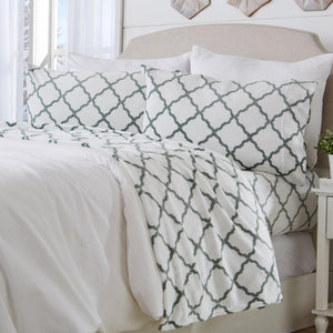 4-Piece Printed Plush Sheet Set - Velvet Luxe Lattice Collection