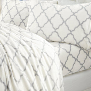 4-Piece Printed Plush Sheet Set - Velvet Luxe Lattice Collection