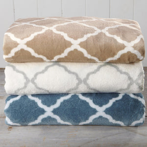 4-Piece Printed Plush Sheet Set - Velvet Luxe Lattice Collection