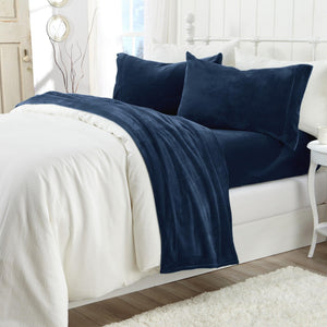 4-Piece Solid Plush Sheet Set - Velvet Luxe Collection