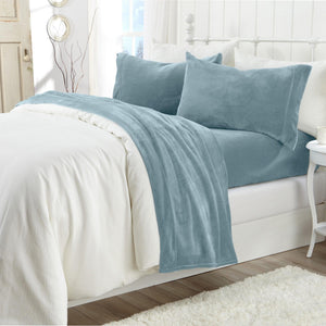 4-Piece Solid Plush Sheet Set - Velvet Luxe Collection