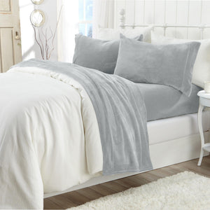 4-Piece Solid Plush Sheet Set - Velvet Luxe Collection