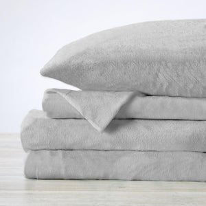 4-Piece Solid Plush Sheet Set - Velvet Luxe Collection