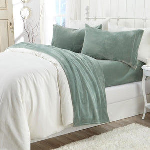 4-Piece Solid Plush Sheet Set - Velvet Luxe Collection
