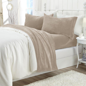 4-Piece Solid Plush Sheet Set - Velvet Luxe Collection