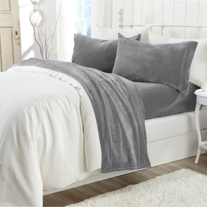 4-Piece Solid Plush Sheet Set - Velvet Luxe Collection