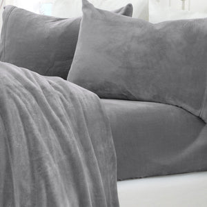 4-Piece Solid Plush Sheet Set - Velvet Luxe Collection