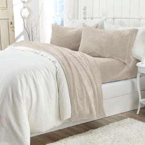 4-Piece Solid Plush Sheet Set - Velvet Luxe Collection