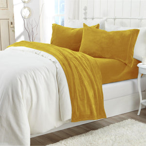 4-Piece Solid Plush Sheet Set - Velvet Luxe Collection