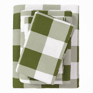 Great Bay Home Turkish Cotton Flannel Sheet in Buffalo Check - Green
