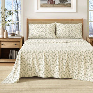 Great Bay Home Turkish Cotton Flannel Sheet in Deer Green