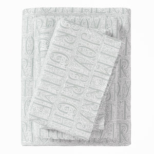 Great Bay Home Turkish Cotton Flannel Sheet in Grey Holiday Words