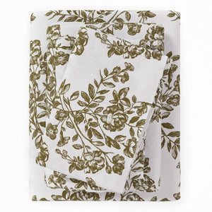 Great Bay Home Turkish Cotton Flannel Sheet in Toile - Olive