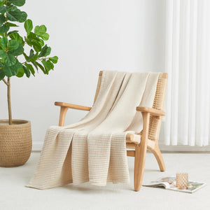 100% Cotton Waffle Weave Blanket - Mikala Collection