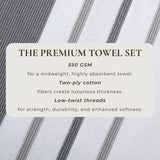 Decorative Cotton Stripe Bath Towel Set - Noelle Collection