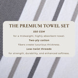 Decorative Cotton Stripe Bath Towel Set - Noelle Collection