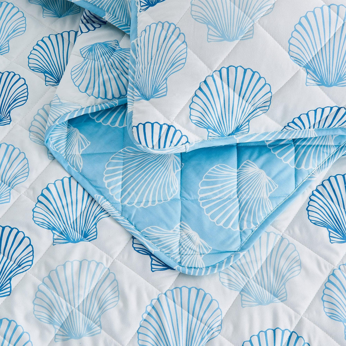 Coastal Blue Seashell Quilt Set - Cersi Collection