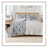 Coastal Printed Cotton Quilt Set - Bernice Collection