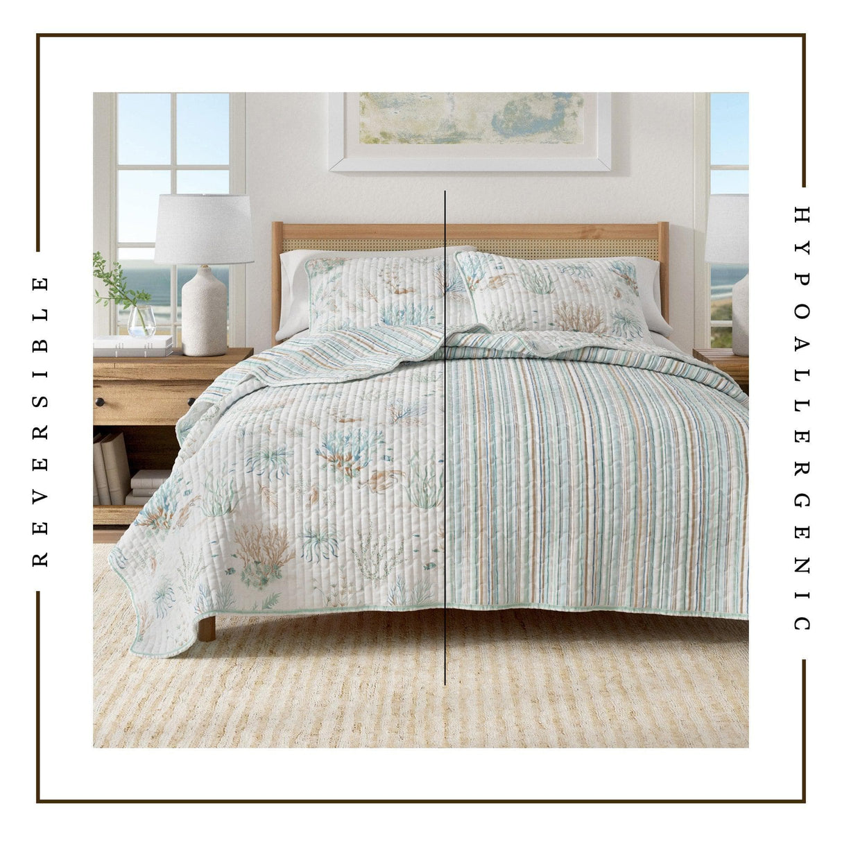 Coastal Printed Cotton Quilt Set - Santa Barbara Collection