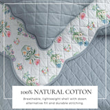 Floral Print & Scallopeded Edge Cotton Quilt Set - Katrin Collection