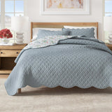 Floral Print & Scallopeded Edge Cotton Quilt Set - Katrin Collection