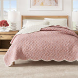 Floral Print & Scallopeded Edge Cotton Quilt Set - Sandie Collection