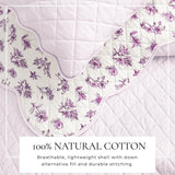 Floral Print & Scallopeded Edge Cotton Quilt Set - Sandie Collection