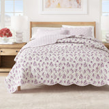 Floral Print & Scallopeded Edge Cotton Quilt Set - Sandie Collection