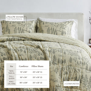 Reversible Christmas Comforter and Sham Set - Holiday Lodge Odette Collection
